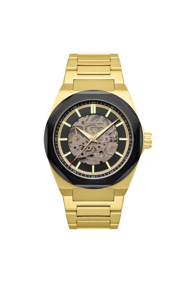 Mens-44-mm-Clark-Skeleton-Automatic-Black-Dial-Stainless-Steel-Analog-Watch---ES-8182-99