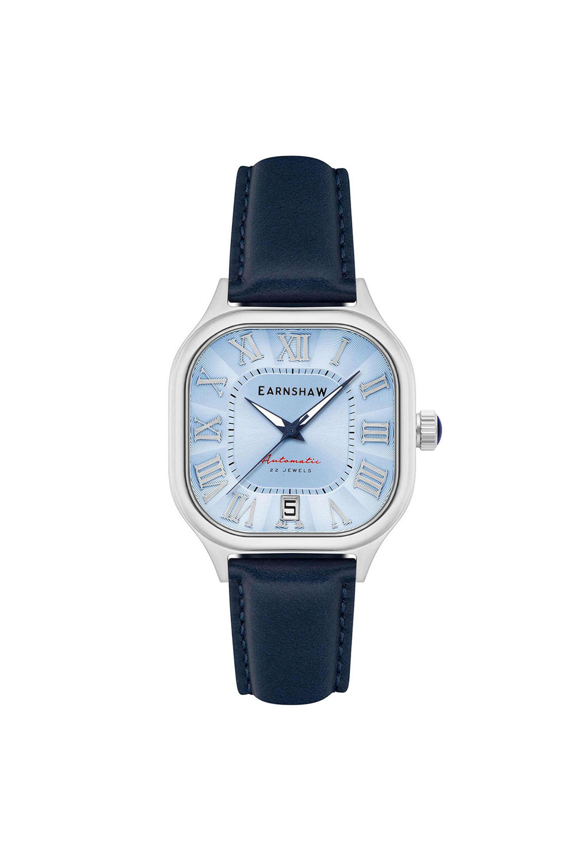 Coussin-39-mm-Automatic-Analogue-Watch-For-Men-s---Blue-Dial-with-Blue-Leather-Strap-(ES828404)