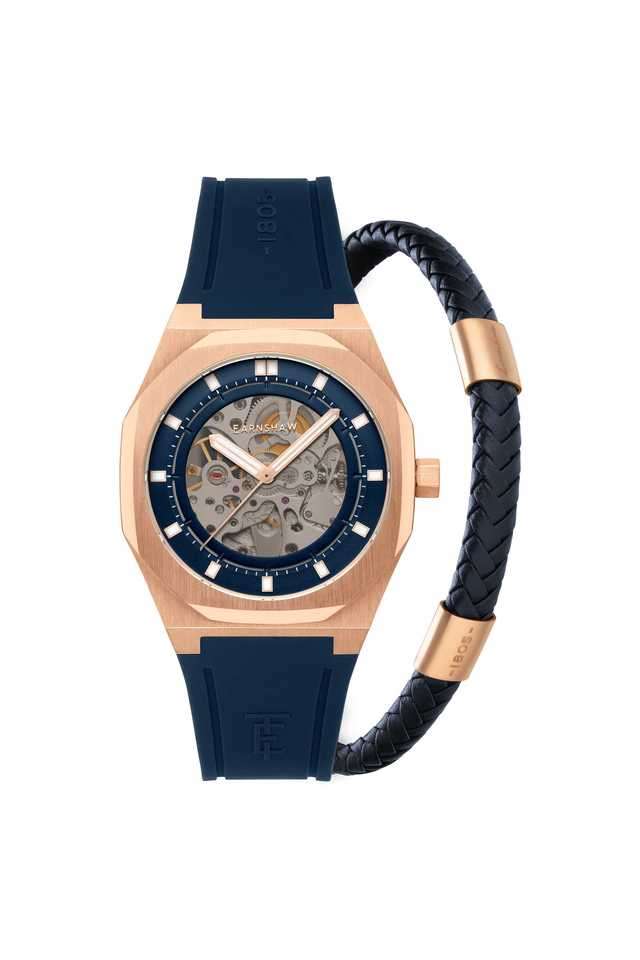Drake-Skeleton-Automatic-42-mm-Blue-Silicone-Analogue-Watch-for-Men---ES-8295-06-SET