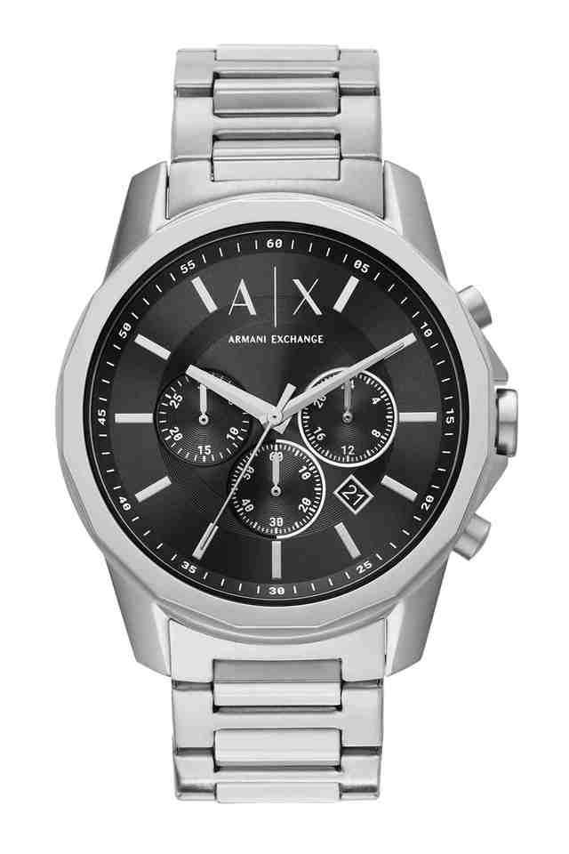 Mens-44-mm-Black-Dial-Stainless-Steel-Chronograph-Watch---AX1720