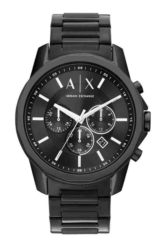 Mens-44-mm-Black-Dial-Stainless-Steel-Chronograph-Watch---AX1722I