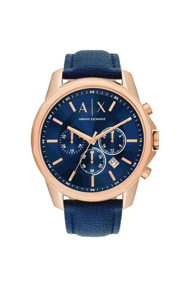 Mens-44-mm-Blue-Dial-Leather-Chronograph-Watch---AX1723I