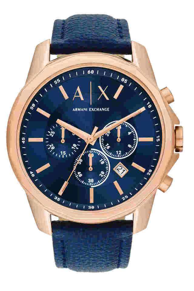 44-mm-Blue-Dial-Leather-Chronograph-Watch-For-Men---AX1723