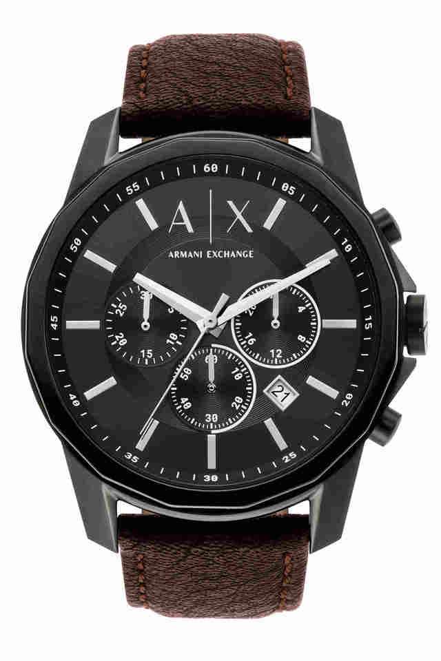 Mens-44-mm-Black-Dial-Leather-Chronograph-Watch---AX1732I