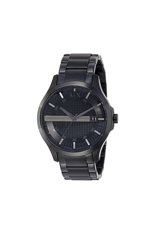 Mens-Black-Dial-Metallic-Analogue-Watch---AX2104I