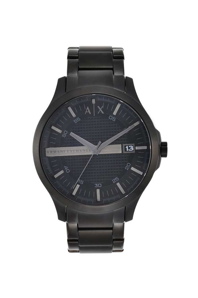 Mens-Hampton-Black-Dial-Stainless-Steel-Analogue-Watch---AX2104