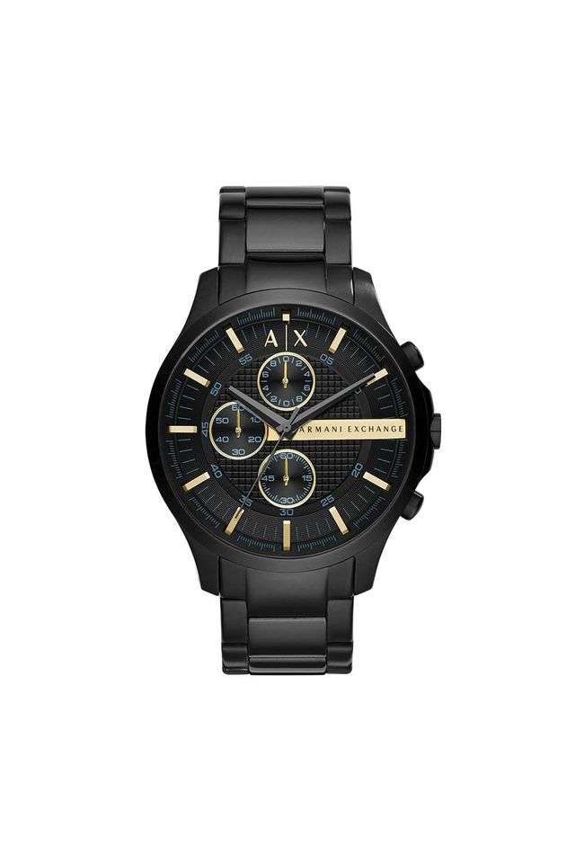 Mens-Black-Dial-Metallic-Chronograph-Watch---AX2164