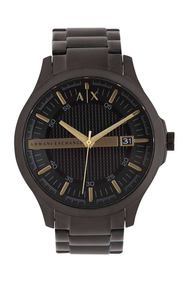 Mens-Black-Dial-Metallic-Analogue-Watch---AX2413I