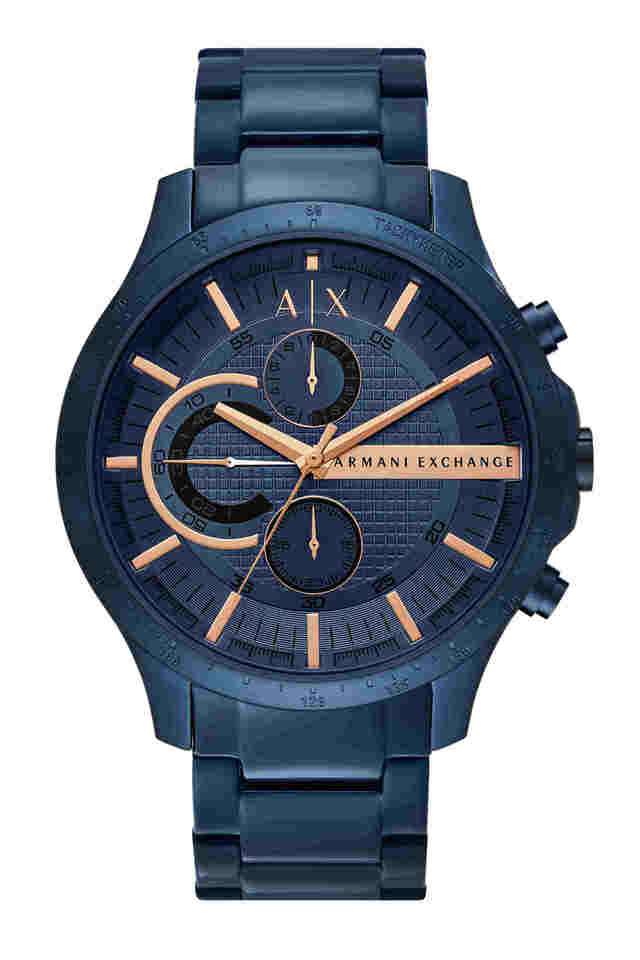 Mens-46-mm-Blue-Dial-Stainless-Steel-Chronograph-Watch---AX2430