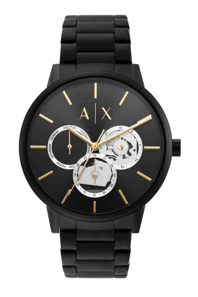 Mens-42-mm-Black-Dial-Stainless-Steel-Analog-Watch---AX2748I