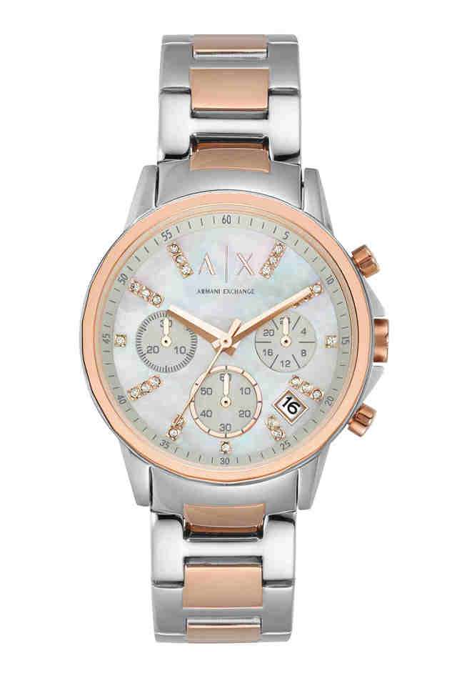 36-mm-Silver-Dial-Stainless-Steel-Chronograph-Watch-For-Women---AX4331