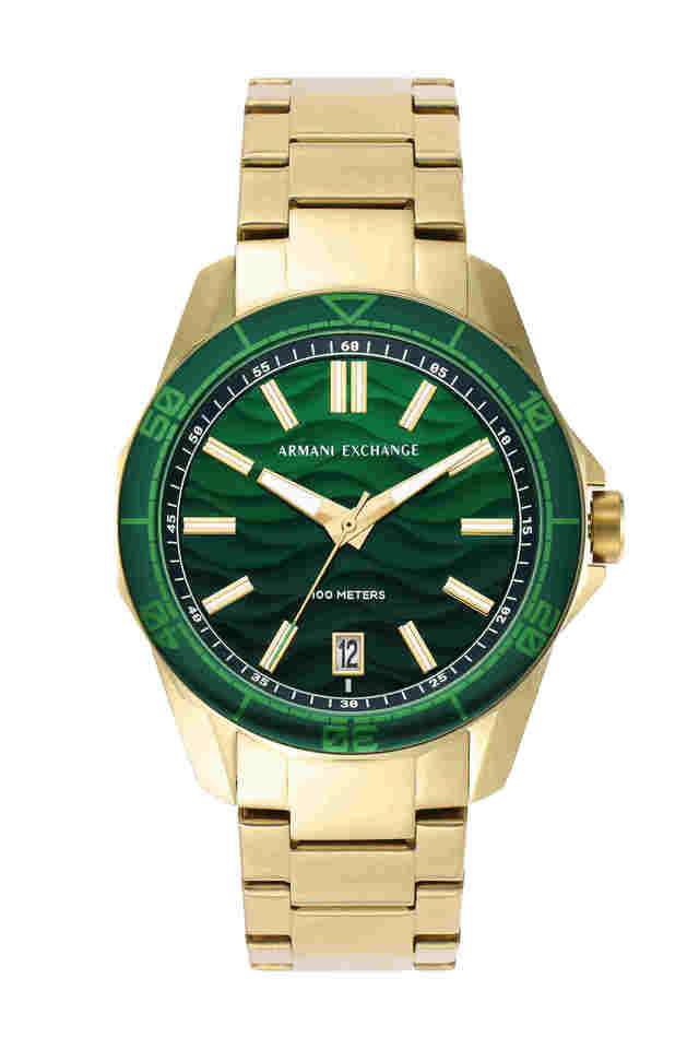 Quartz-44-mm-Green-Dial-Stainless-Steel-Analog-Watch-for-Men---AX1951