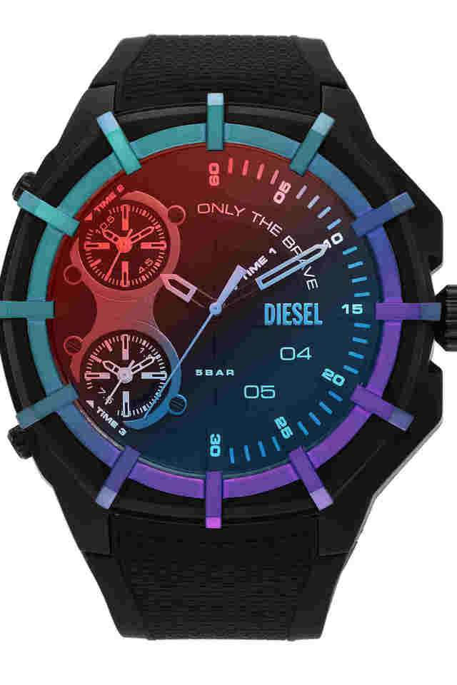 Mens-Framed-Black-Dial-Silicone-Analog-Watch---DZ1986I