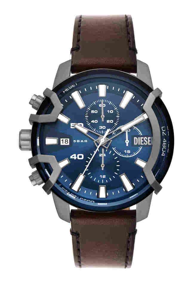Buy DIESEL NoColour Mens 42 mm Griffed Blue Dial Leather