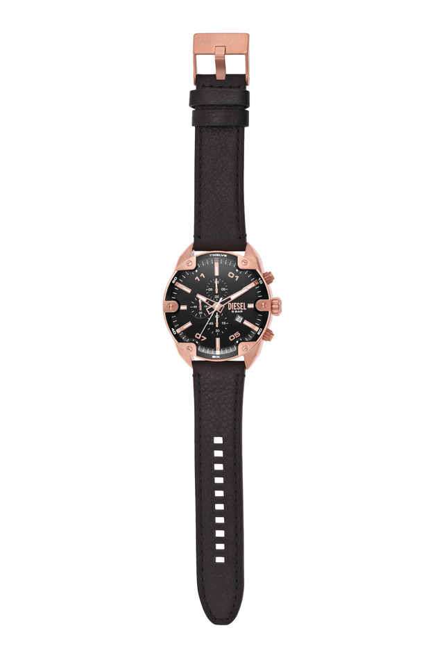 Buy DIESEL NoColour Mens 49 mm Spiked Black Dial Leather