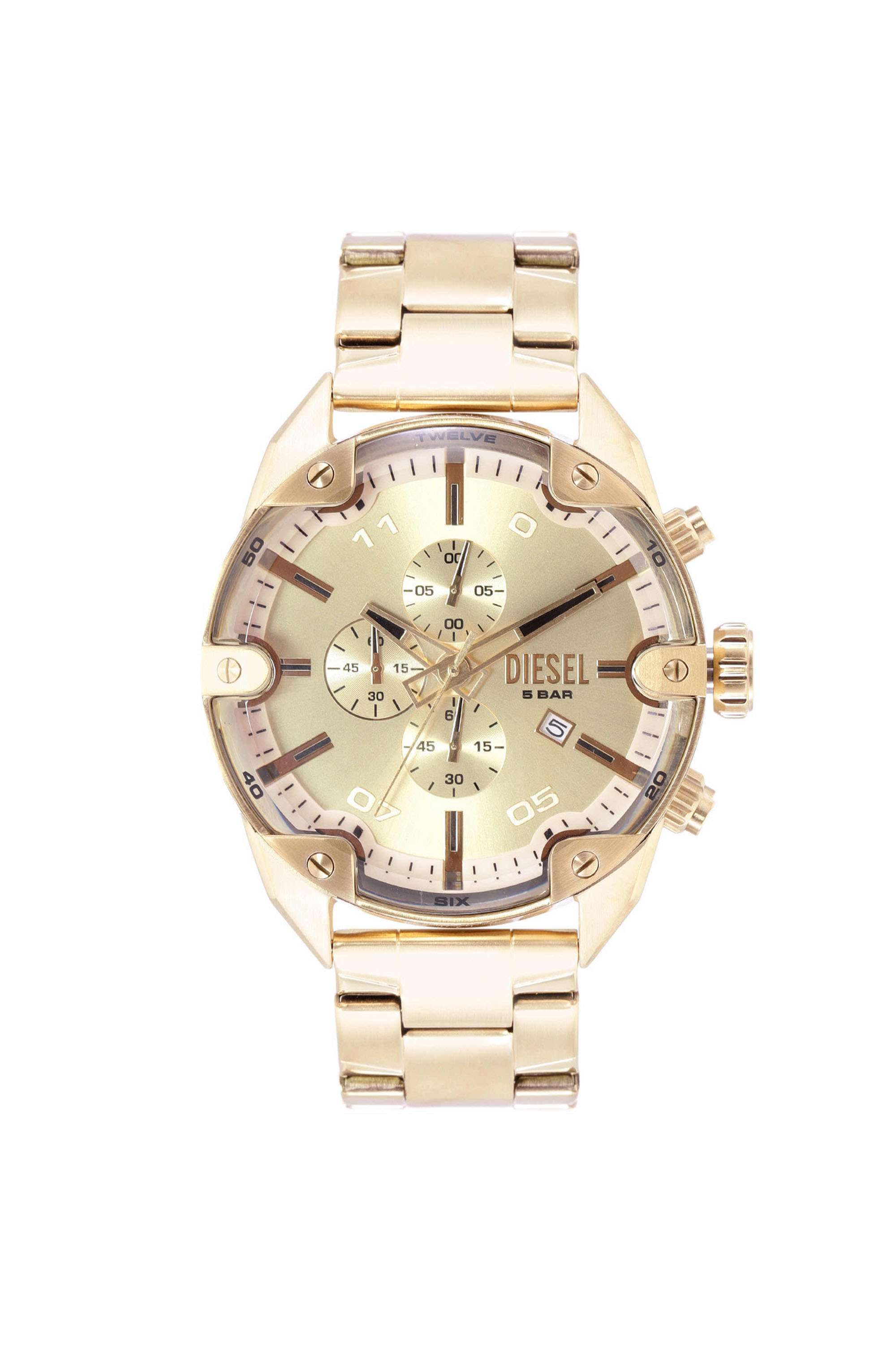 Spiked-49-mm-Quartz-Analogue-Watch-for-Men---Gold-Dial-with-Gold-Stainless-Steel-Strap-(WFIDZ4608N)