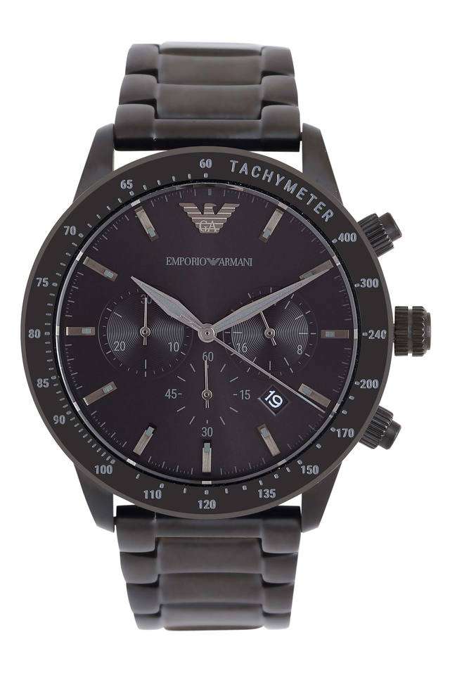Mens-Black-Dial-Metallic-Chronograph-Watch---AR11242I