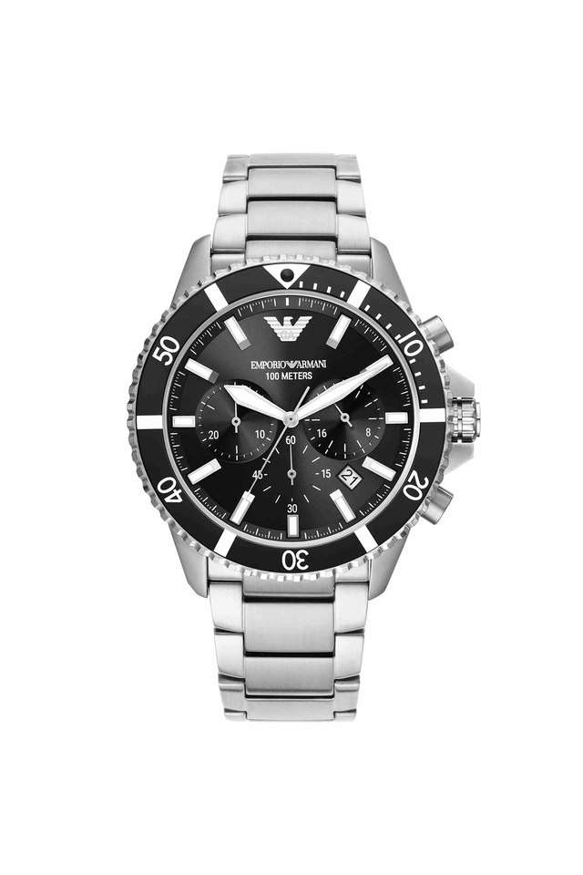Mens-43-mm-Black-Dial-Stainless-Steel-Chronograph-Watch---AR11360I