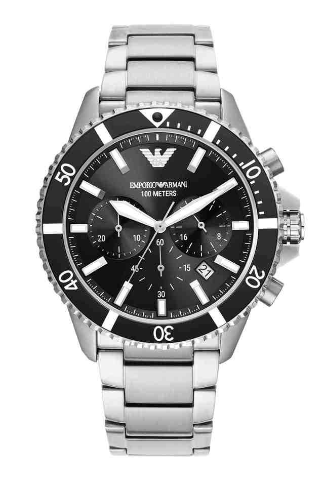 Mens-43-mm-Black-Dial-Stainless-Steel-Chronograph-Watch---AR11360