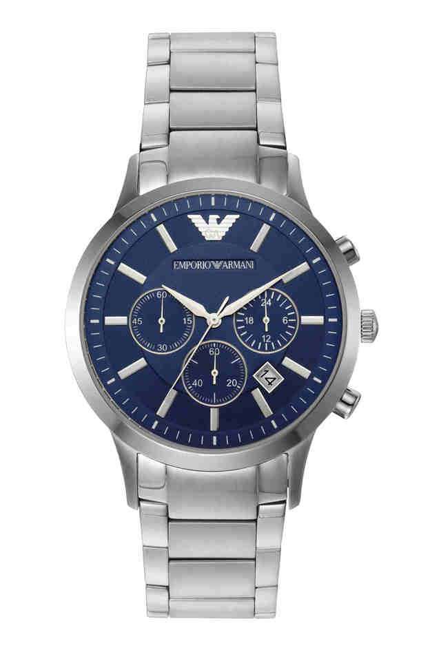 Renato-Men-s-43-mm-Chronograph-Quartz-Watch---Blue-Dial-with-Silver-Stainless-Steel-Strap-(AR2448)