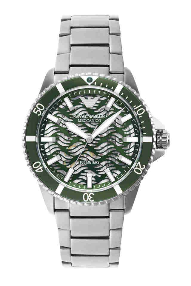 Men-42-MM-Green-Dial-Stainless-Steel-Analog-Silver-Watch-AR60061