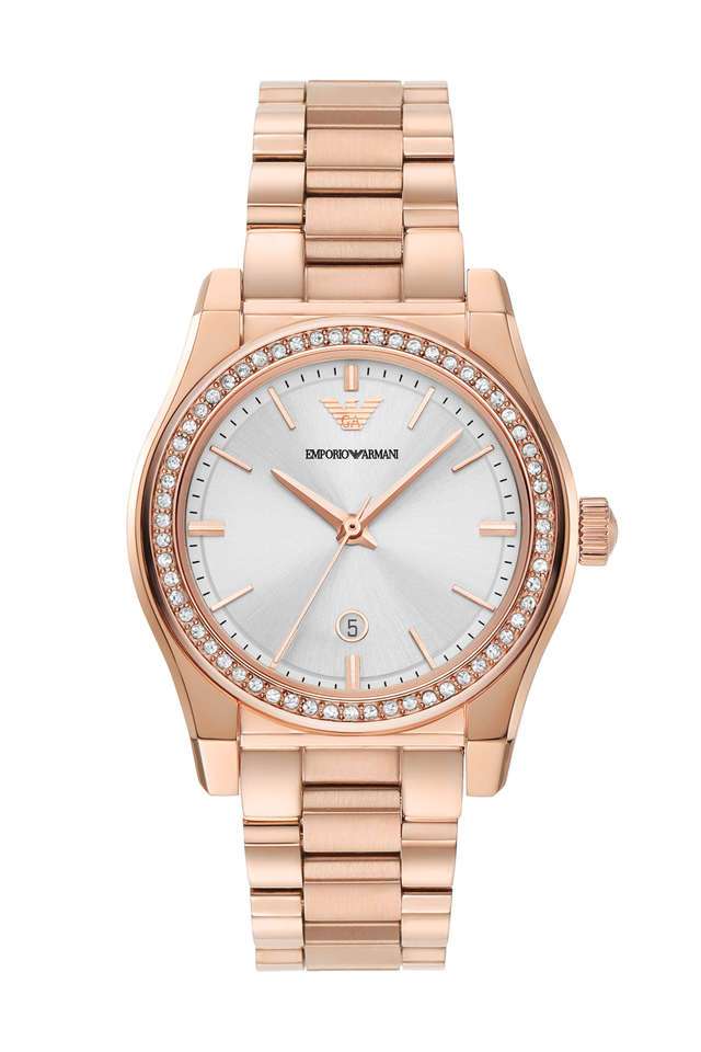 Federica-Women-s-32mm-Analogue-Quartz-Watch---Silver-Dial-with-Rose-Gold-Stainless-Steel-Strap-(AR11558)