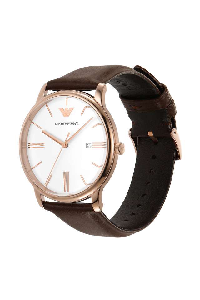 Buy Emporio Armani NoColour 42 mm White Dial Leather Analog Watch