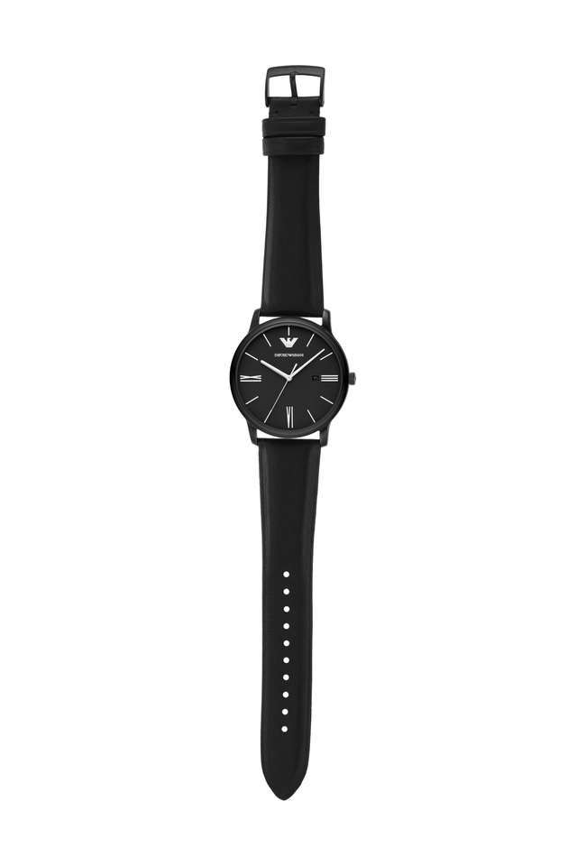 Buy Emporio Armani Black 42 mm Black Dial Leather Analog Watch For