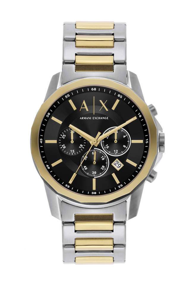 44-mm-Black-Dial-Stainless-Steel-Chronograph-Watch-For-Men---AX7148SET