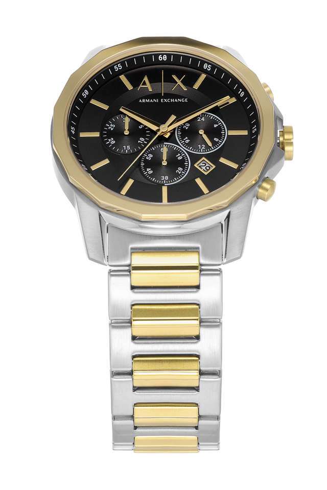 44-mm-Black-Dial-Stainless-Steel-Chronograph-Watch-For-Men---AX7148SET