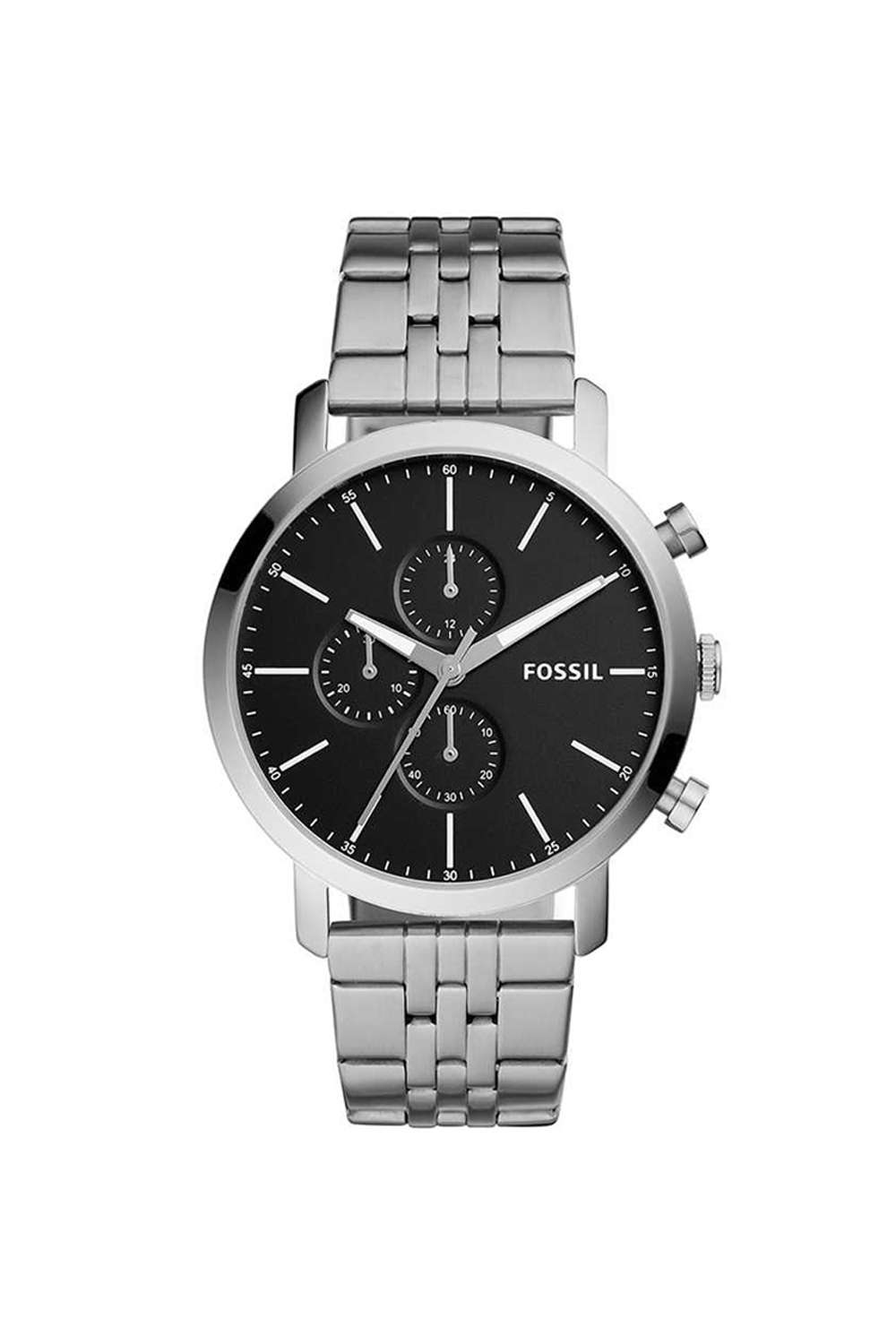 Luther-Men-s-44-mm-Chronograph-Quartz-Watch---Black-Dial-with-Silver-Stainless-Steel-Strap-(BQ2328)