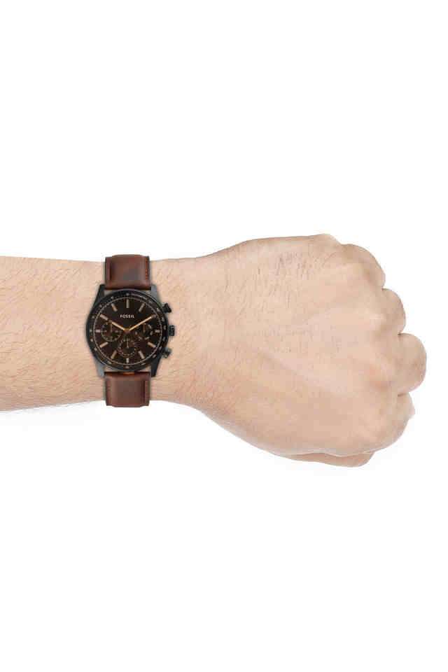 Buy Fossil NoColour Mens 44 mm Sullivan Black Dial Leather