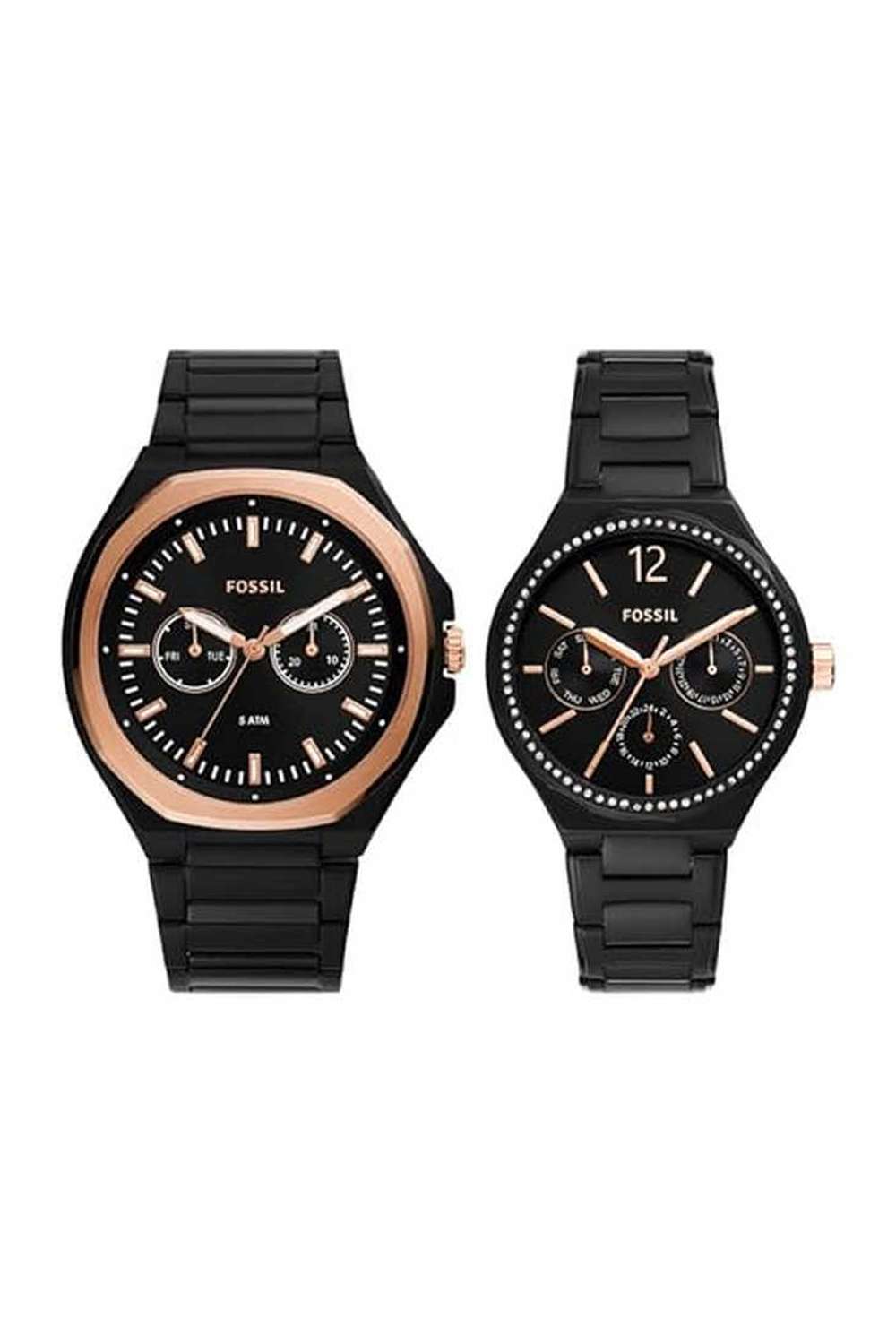 Evanston-Couple-s-45-mm-Chronograph-Quartz-Watch---Black-Dial-with-Black-Stainless-Steel-Strap-(BQ2645SET)