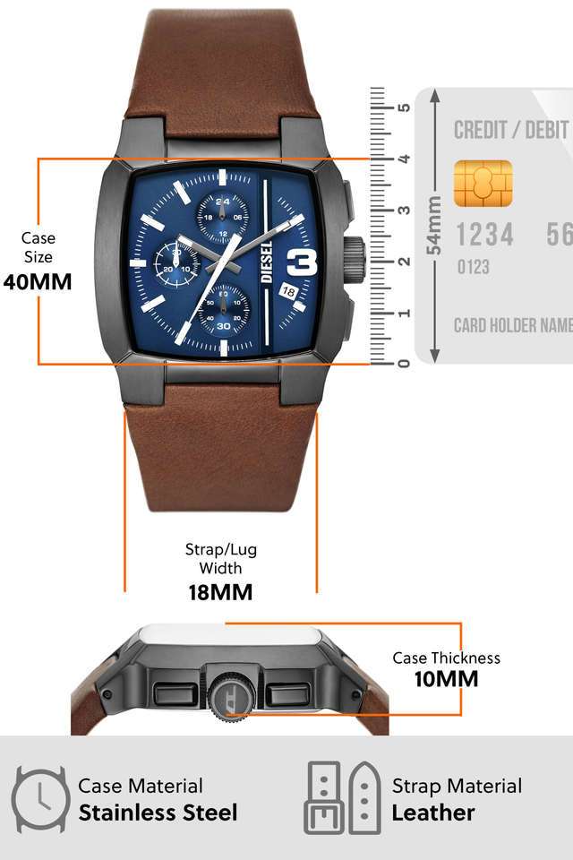 Buy DIESEL NoColour Cliffhanger 40 mm Blue Dial Leather