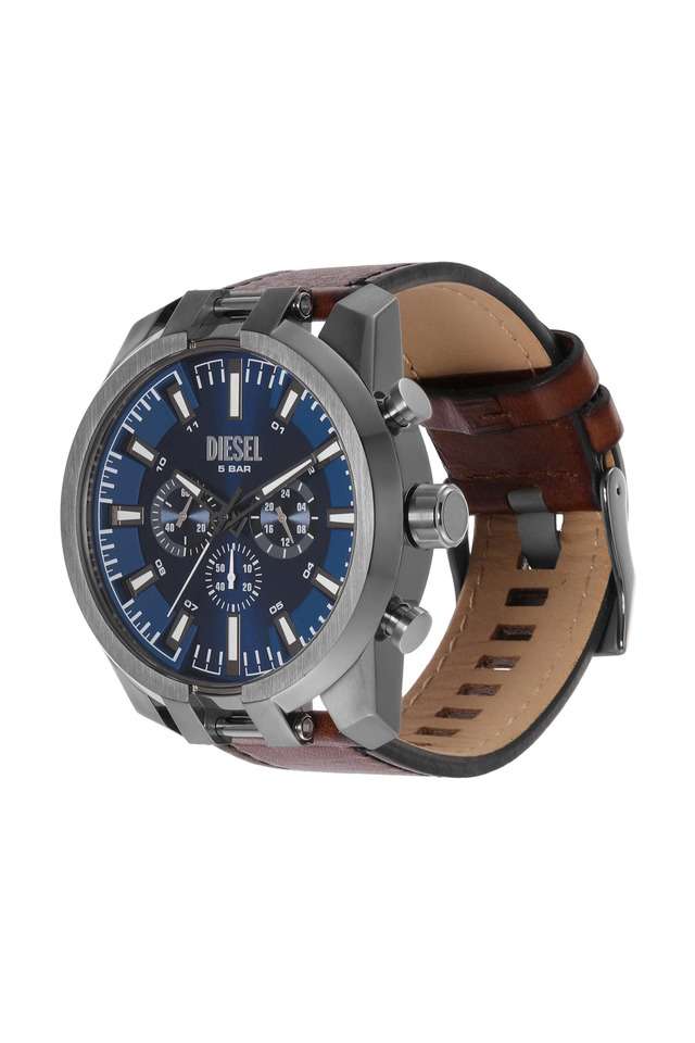 Buy DIESEL NoColour Split 51 mm Blue Dial Leather Chronograph