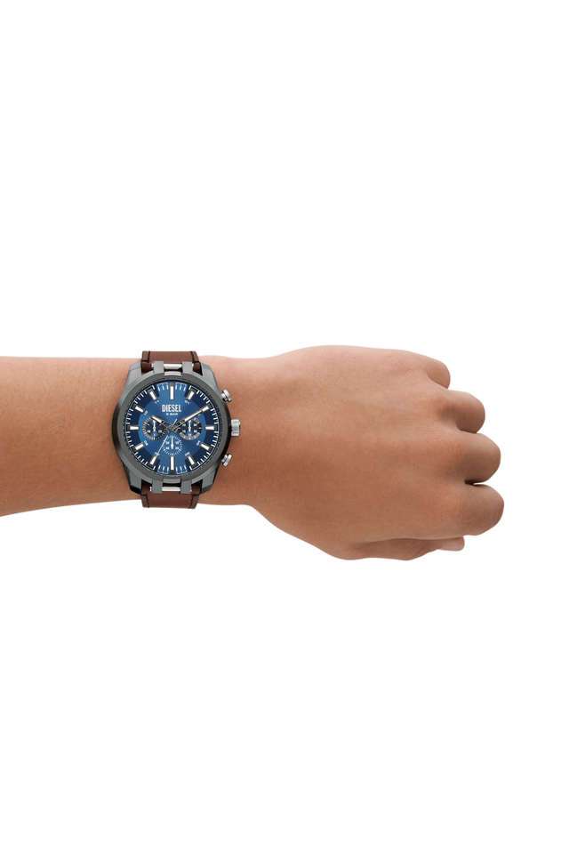 Buy DIESEL NoColour Split 51 mm Blue Dial Leather Chronograph
