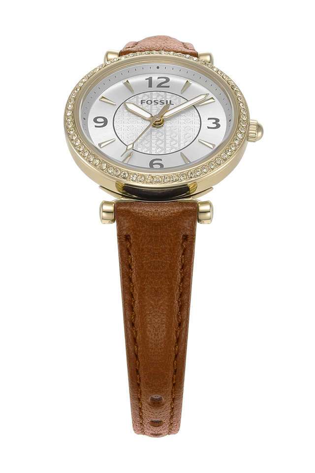 Buy Fossil NoColour Carlie 28 mm Silver Dial Leather Analog Watch