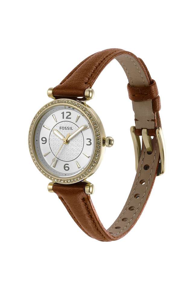 Buy Fossil NoColour Carlie 28 mm Silver Dial Leather Analog Watch