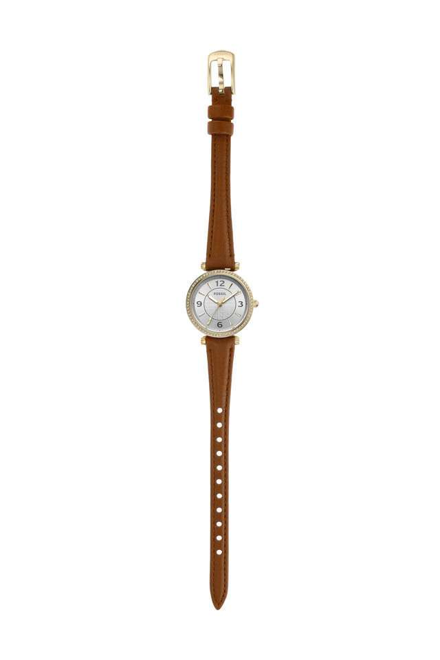 Buy Fossil NoColour Carlie 28 mm Silver Dial Leather Analog Watch
