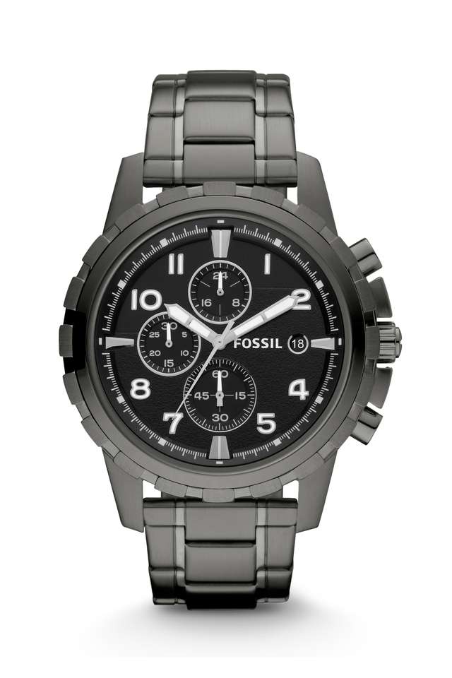 Buy Fossil NoColour Mens Carlie Black Dial Stainless Steel