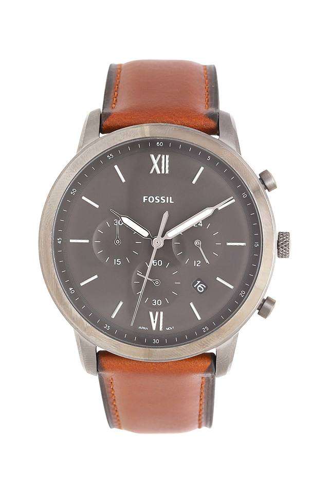 Mens-Grey-Dial-Leather-Chronograph-Watch---FS5512I