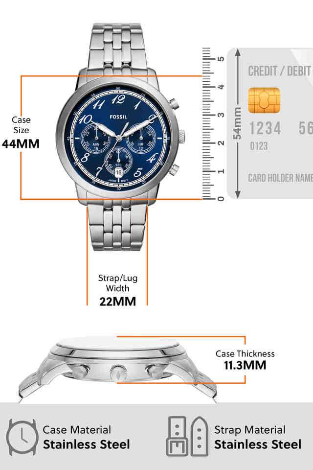 Buy Fossil NoColour Neutra 44 mm Blue Dial Stainless Steel