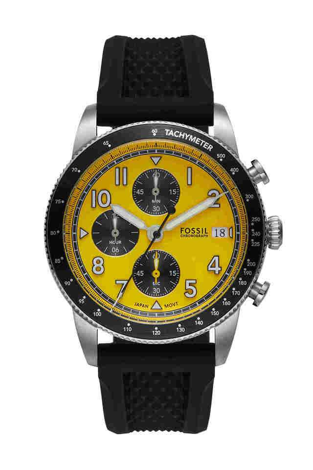 Sport-Tourer-42-mm-Yellow-Dial-Silicone-Chronograph-Wrist-Watch-for-Men---FS6044I