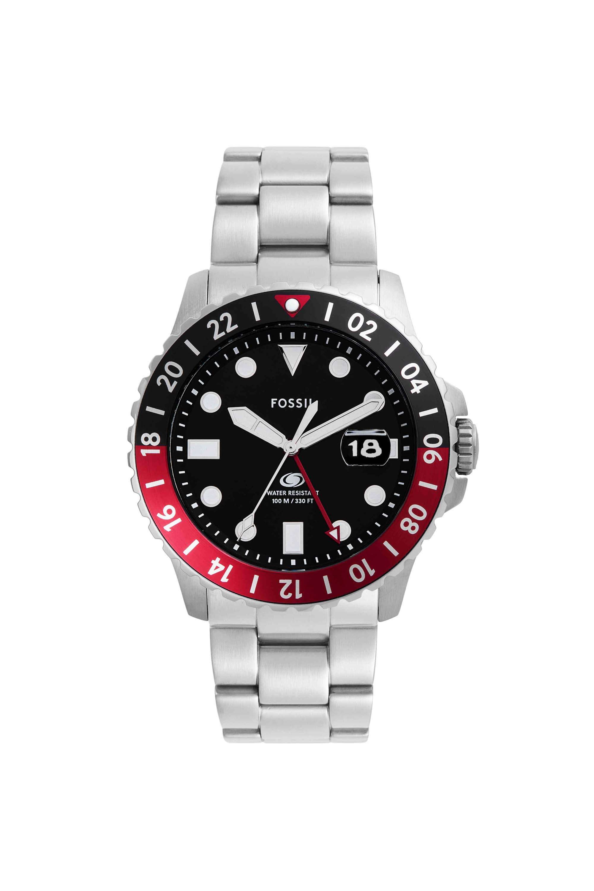 GMT-46-mm-Black-Dial-Stainless-Steel-Analogue-Watch-For-Men---FS6092