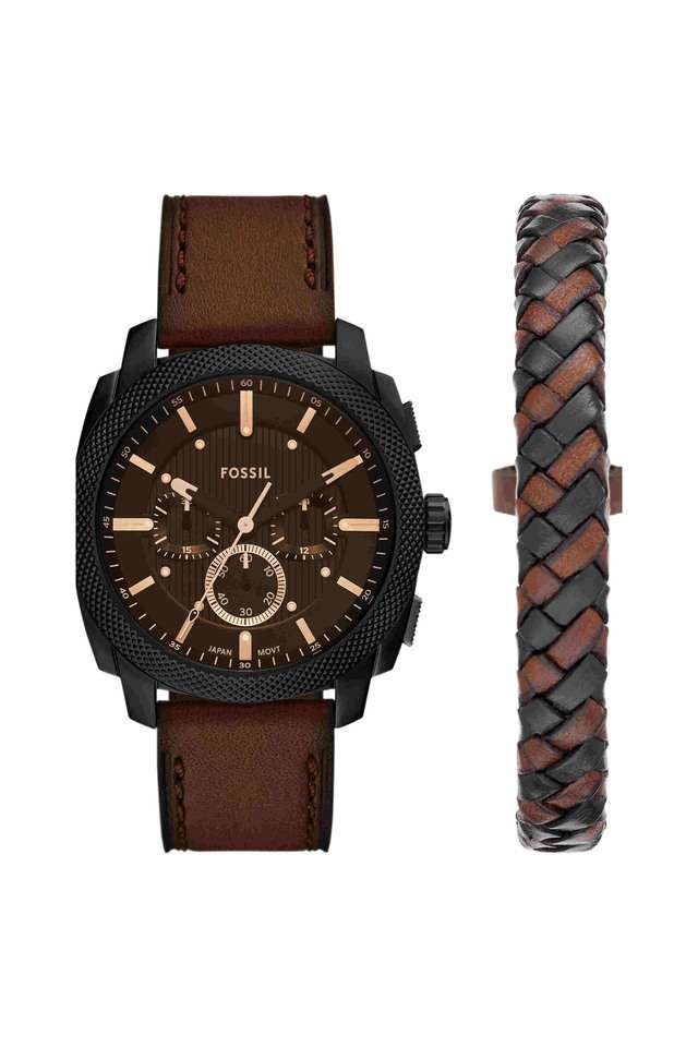 Machine-44-mm-Black-Dial-Leather-Chronograph-Watch-for-Men---FS6102SET