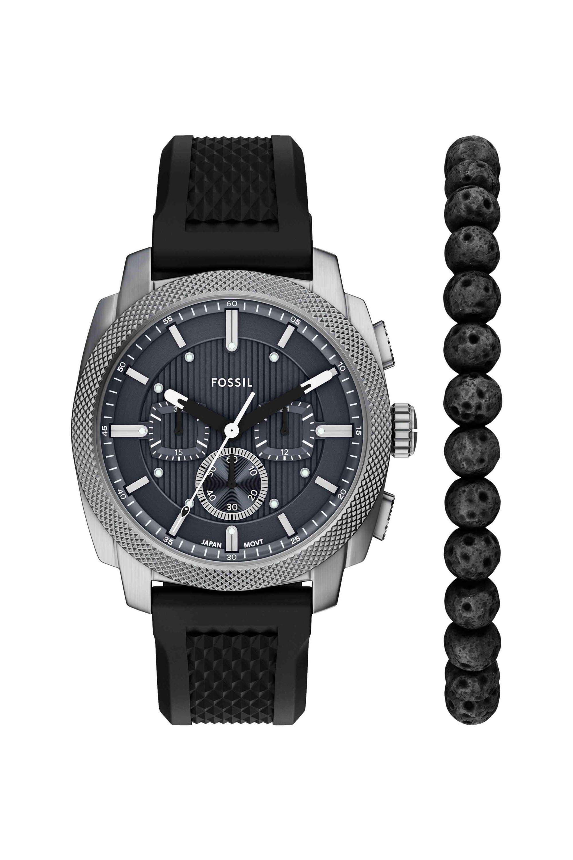 Machine-44-mm-Grey-Dial-Silicone-Chronograph-Watch-For-Men---FS6145SET