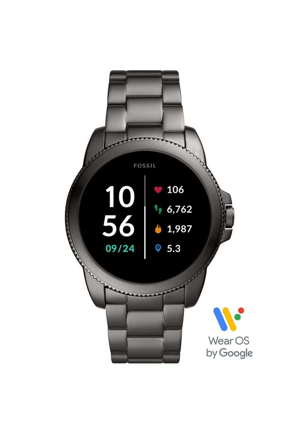 Gen-5E-Men-s-44-mm-Digital-Smart-Watch---Black-Dial-with-Grey-Stainless-Steel-Strap-(FTW4049)