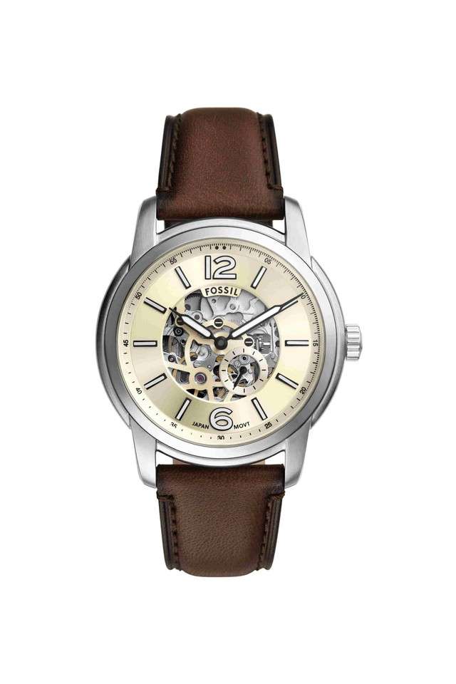 Fossil-Heritage-43-mm-Beige-Dial-Leather-Analogue-Watch-for-Men---ME3264