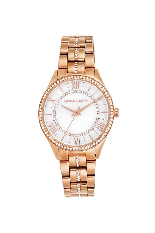 Womens-Lauryn-White-Dial-Stainless-Steel-Analogue-Watch---MK3716