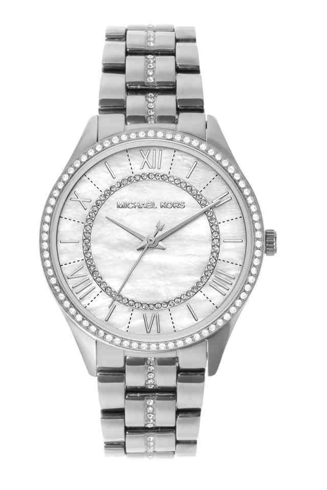Womens-Lauryn-Silver-Dial-Stainless-Steel-Analogue-Watch---MK3900